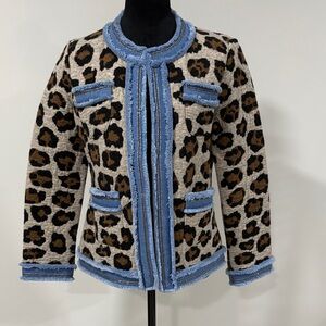 Leopard Print Jacket with Blue details